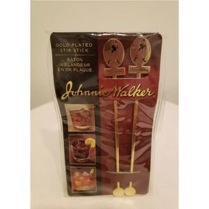 📌 New Rare Johnnie Walker Scotch Whiskey Stir Sticks On A Card In Plastic Case